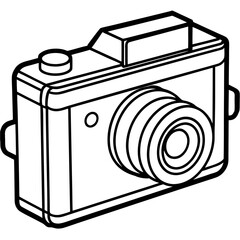 Vintage Film Camera – Outline Art Vector