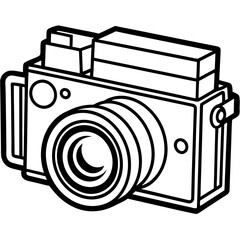 Vintage Film Camera – Outline Art Vector