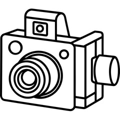 Vintage Film Camera – Outline Art Vector