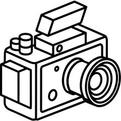 Vintage Film Camera – Outline Art Vector