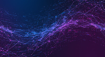 Abstract digital background of flowing blue and purple light lines suggesting speed or technology