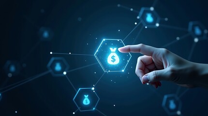 Hand Touching Digital Interface with Global Network Elements