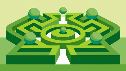 Clean Symmetrical Top Down View of a Botanical Garden Vector Layout