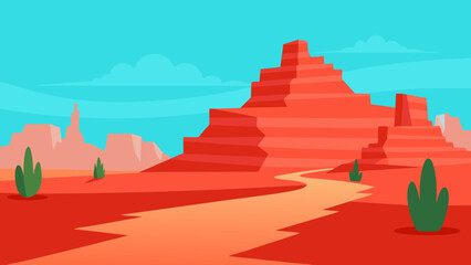 Serene Desert Plateau Landscape in Cartoon Vector Art Style Background