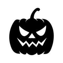 Spooky black pumpkin with carved face halloween jack o lantern