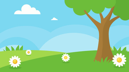 Cheerful Spring Meadow Lush Grass White Daisies Nature Landscape