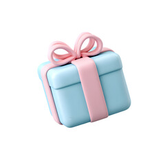 Minimalist 3D Rendered Wrapped Gift Box with Ribbon Celebration Item