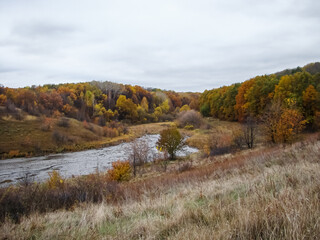 Golden autumn in early October in the countryside.