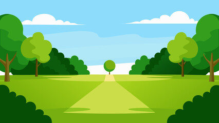 Obraz premium Bright Park Lawn Vector Art Wide Green Spaces Nature Landscape