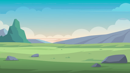 Obraz premium Serene Plateau Landscape Vector Nature Illustration Peaceful Scene