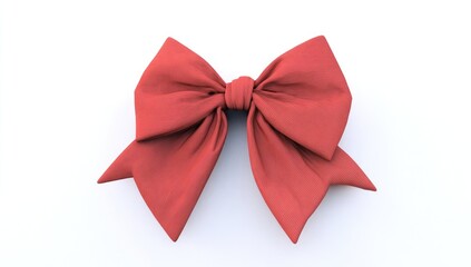 Fototapeta premium Red ribbon bow, 3D render, gift wrap