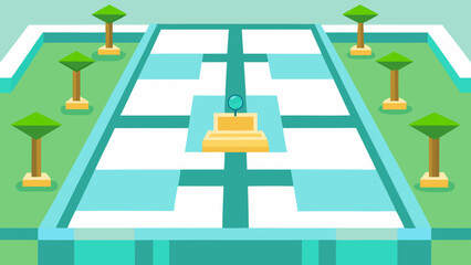 Grid Style Public Garden Vector Urban Nature Green Space Illustration