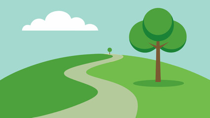 Flat Park Hill Vector Illustration Nature Landscape Scene