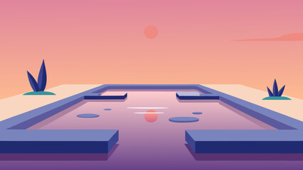 Tranquil Reflecting Pool Vector Background Serene Nature Illustration