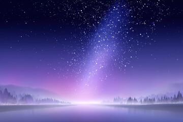 Fototapeta premium Starry night sky over tranquil lake
