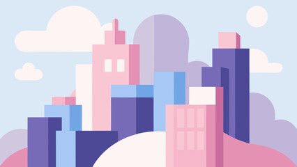 Pastel Colored Cityscape Vector Background Urban Architecture Illustration