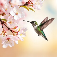 hummingbird and flowers