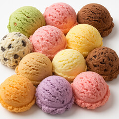 Assorted Ice Cream Scoops in Grid Layout – Colorful Frozen Dessert Variety