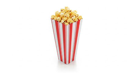 Classic Red and White Striped Popcorn Container Overflowing with Fresh Popcorn