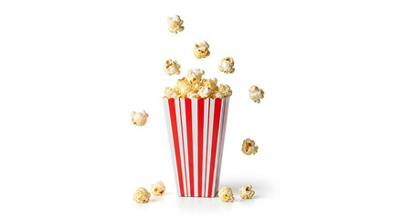 Classic Red and White Striped Popcorn Container Overflowing with Fresh Popcorn