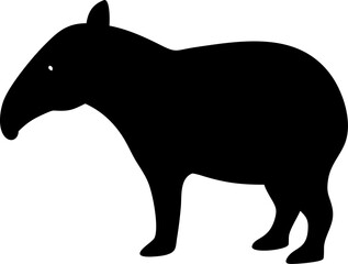 Tapir Silhouette Icon – South American Animal & Nature Symbol

