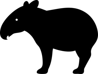 Tapir Silhouette Icon – South American Animal & Nature Symbol

