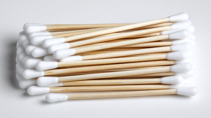 Cotton cleaning swabs pack or single sticks, isolated on transparent background 