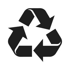 simple black recycle or recycling arrows vector icon silhouette art vector