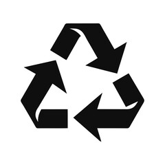 simple black recycle or recycling arrows vector icon silhouette art vector
