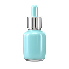 Realistic Rendered Serum Dropper Bottle With Blue Liquid And Silver Cap