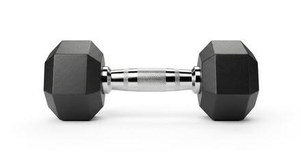 Hexagonal Dumbbell with Knurled Metal Handle – Fitness Equipment Isolated