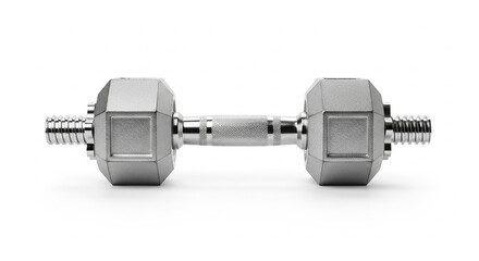 Hexagonal Dumbbell with Knurled Metal Handle – Fitness Equipment Isolated