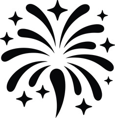 Obraz premium Simple black fireworks graphic design for celebrations.