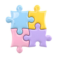 Obraz premium Glossy 3D Four Piece Jigsaw Puzzle Game Symbol of Connection