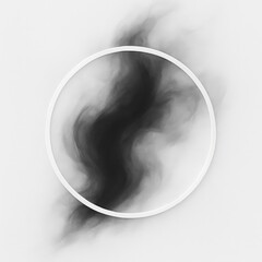 Abstract ink and smoke swirl in monochrome circle suggesting mysterious motion