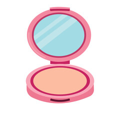 powder compact with mirror in pink color in flat style isolate on white background