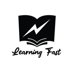 Power Book Logo, Thunderbolt and Book Vector Symbol