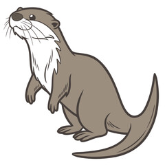 Fototapeta premium Vector illustration of cartoon wild animals including a cute otter, a funny dog, and a hippo