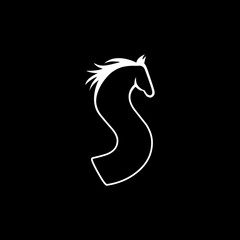 S in the form of a horse icon isolated on black background