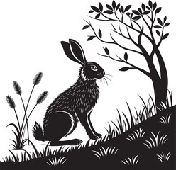 Black Rabbit Silhouette Design