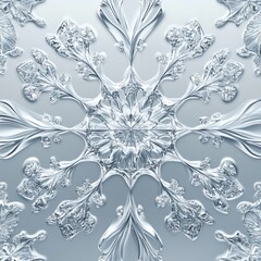 Intricate, symmetrical, light-blue snowflake-like design with detailed, flowing shapes