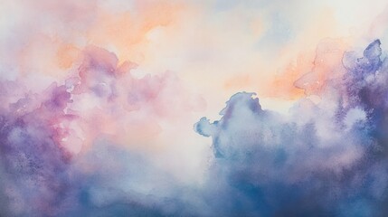 Watercolor cloudscape, soft pastel hues
