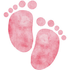 pink watercolor baby foot print clip art for baby girt. perfect for stickers, nursery wall art, baby shower or birthday invitation decoration