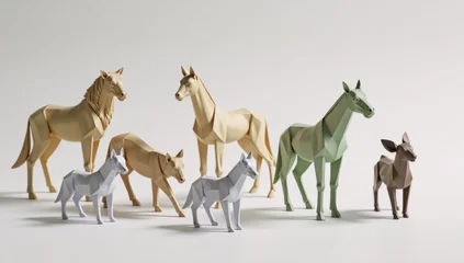 Fotobehang Meisjeskamer A vibrant assortment of origami figures brings the magic and timeless beauty of paper art to life  © Pixel Matrix