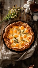 Savory tart with eggs and thyme