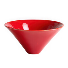 A vibrant red ceramic bowl sits on a white surface, ready for use in the kitchen or dining room isolated on transparent background