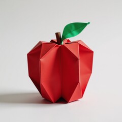Cool origami apple with green leaves and a stem