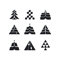 Minimalist Abstract Christmas Tree Icons Set