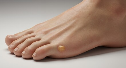 Fototapeta premium Close Up of Human Foot with Blister on Big Toe in Natural Lighting
