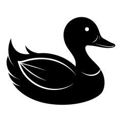Black Silhouette Duck in Water